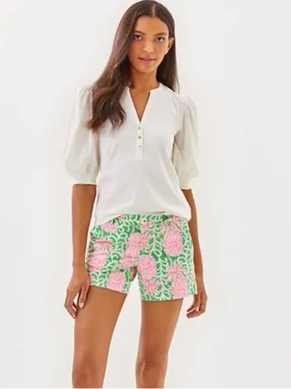 Lilly Pulitzer Callahan Knit Shorts, Fauna Green Party Like A Pineapple, 8.